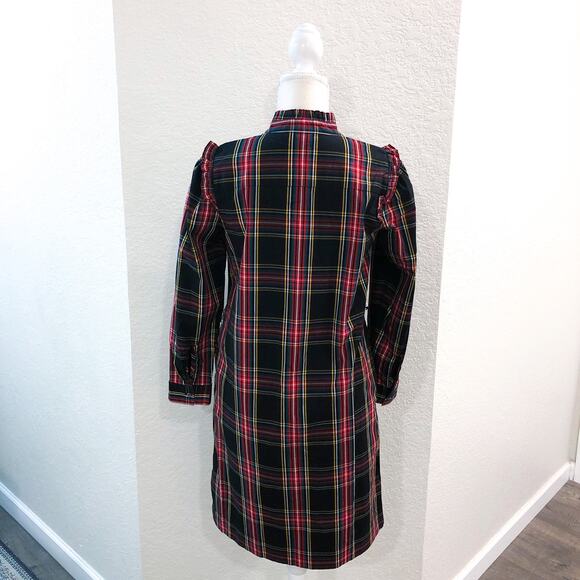 J. Crew Black Tartan Long Sleeve Shift Dress - Picture 7 of 12